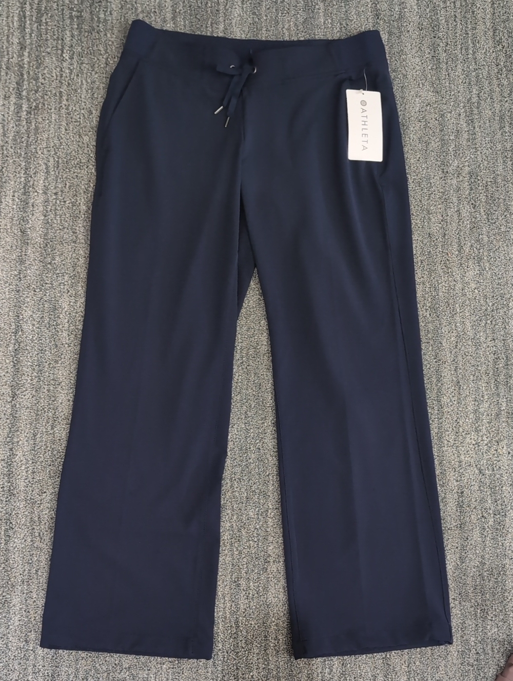 NWT Athleta Midtown Trouser Deep Navy Wide-Leg Drawstring Pants 10P 10 Petite